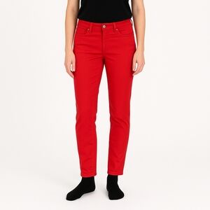 NYDJ Womens Sheri Slim Red Straight Jeans Size 2 Casual Red Hot Bold Mid Rise